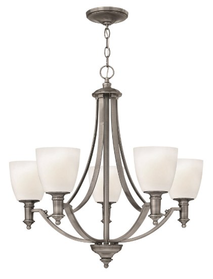 Foto para 100w Chandelier Truman MED Etched Opal Antique Nickel Single Tier