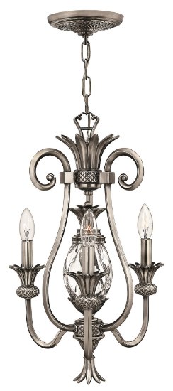 Foto para 60w Chandelier Plantation CAND Clear Optic Polished Antique Nickel Three Light