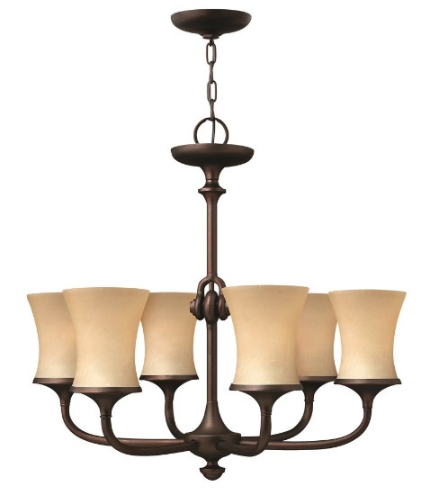 Foto para 100w Chandelier Thistledown MED Amber Linen Victorian Bronze Single Tier Foyer