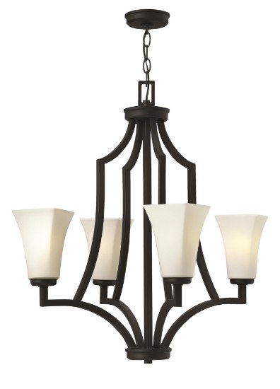 Foto para 100w Chandelier Spencer MED Etched Opal Textured Black Single Tier