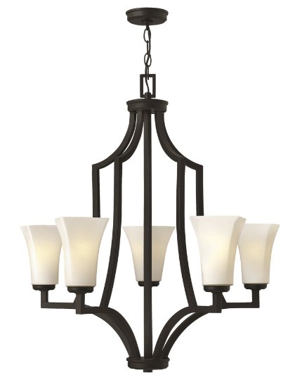 Foto para 100w Chandelier Spencer MED Etched Opal Textured Black Single Tier