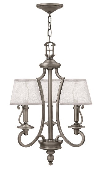 Foto para 60w Chandelier Plymouth CAND Polished Antique Nickel Three Light