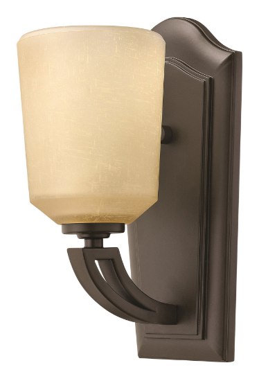 Foto para 100w Sconce Parker MED Light Amber Etched Linen Buckeye Bronze