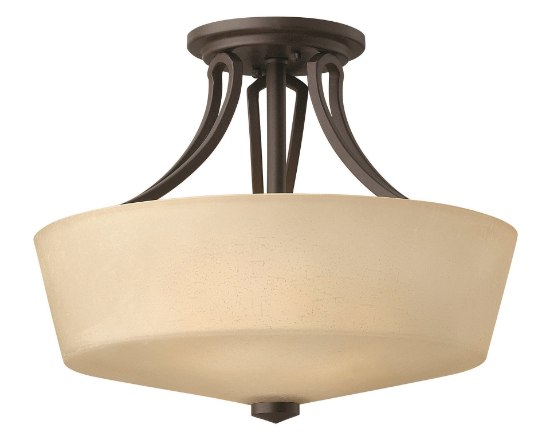 Foto para 26w Foyer Parker GU24 Light Amber Etched Linen Buckeye Bronze Semi-flush Mount