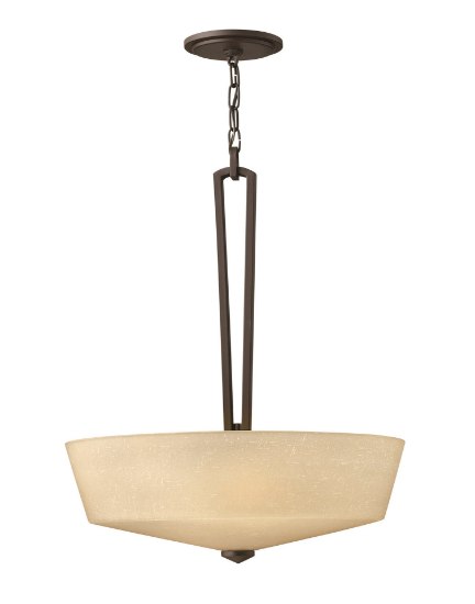 Foto para 100w Foyer Parker MED Light Amber Etched Linen Buckeye Bronze Inverted Pendant