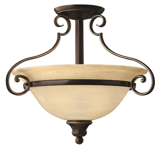 Foto para 75w Foyer Cello MED Vintage Faux Alabaster Antique Bronze Semi-flush Mount