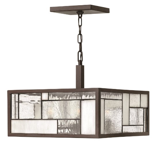 Foto para 60w Foyer Mondrian CAND Copper Foil Bound Glass Panels Buckeye Bronze Semi-flush Mount