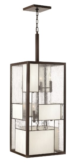 Foto para 60w Foyer Mondrian CAND Copper Foil Bound Glass Panels Buckeye Bronze Single Tier Foyer