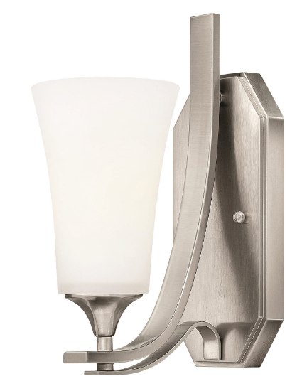 Foto para 100w Bath Brantley MED Etched Opal Brushed Nickel Sconce