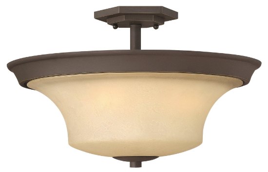 Foto para 100w Foyer Brantley MED Marbled Amber Oil Rubbed Bronze Semi-flush Mount