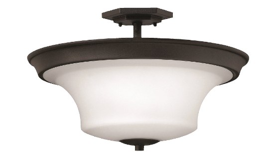 Foto para 100w Foyer Brantley MED Etched White Textured Black Semi-flush Mount