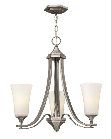 Foto para 100w Chandelier Brantley MED Etched Opal Brushed Nickel Three Light