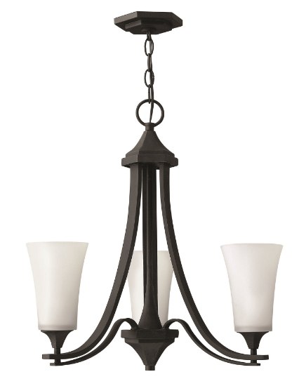 Foto para 100w Chandelier Brantley MED Etched White Textured Black Three Light