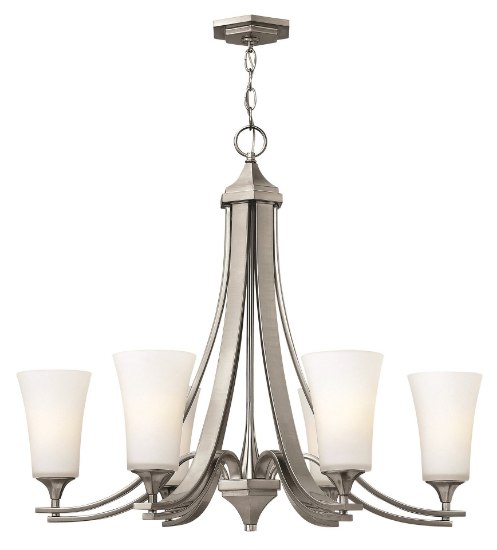 Foto para 100w Chandelier Brantley MED Etched Opal Brushed Nickel Single Tier