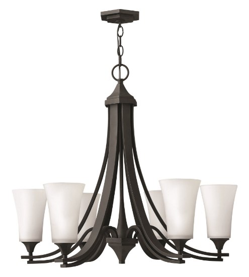 Foto para 100w Chandelier Brantley MED Etched White Textured Black Single Tier