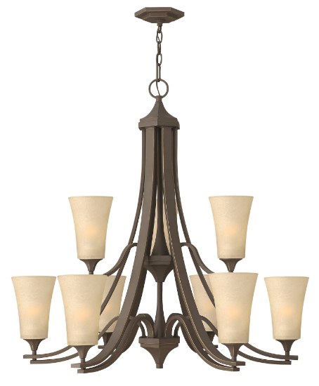 Foto para 75w Chandelier Brantley MED Marbled Amber Oil Rubbed Bronze Two Tier Foyer