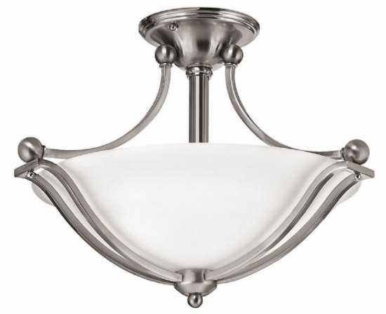 Foto para 32w Foyer Bolla LED Etched Opal Brushed Nickel Semi-flush Mount