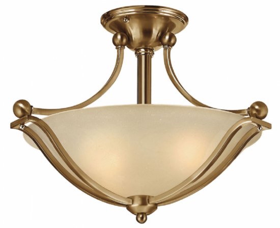 Foto para 100w Foyer Bolla MED Light Amber Seedy Brushed Bronze Semi-flush Mount