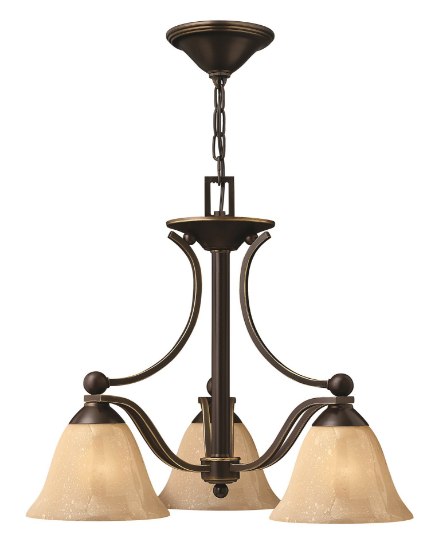 Foto para 100w Chandelier Bolla MED Light Amber Seedy Olde Bronze Three Light Downlight