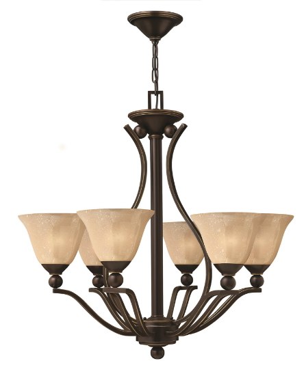 Foto para 100w Chandelier Bolla MED Light Amber Seedy Olde Bronze Single Tier Foyer