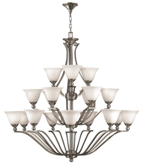 Foto para 60w Chandelier Bolla MED Etched Opal Brushed Nickel Three Tier Foyer