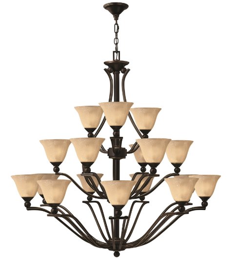 Foto para 60w Chandelier Bolla MED Light Amber Seedy Olde Bronze Three Tier Foyer