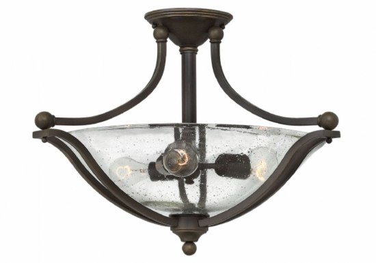 Foto para 100w Foyer Bolla MED Clear Seedy Olde Bronze Semi-Flush Mount