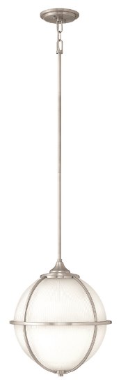 Foto para 100w Pendant Odeon MED Etched Inside Holophane Brushed Nickel Stem Hung Pendant