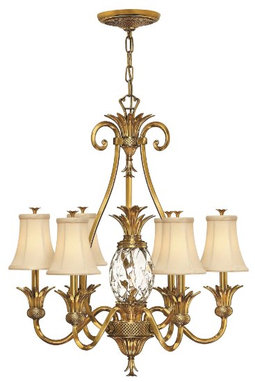 Foto para 60w Chandelier Plantation CAND Clear Optic Burnished Brass Single Tier Foyer