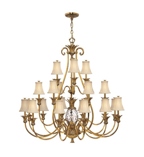 Foto para 50w Chandelier Plantation CAND MED Clear Optic Burnished Brass Three Tier Foyer