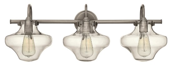 Foto para 100w Bath Congress MED Clear Glass Antique Nickel Bath Three Light