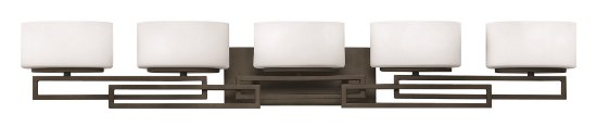 Foto para 60w Bath Lanza G-9 Etched Opal Buckeye Bronze Bath Five Light