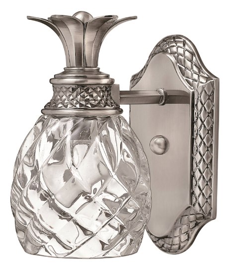 Foto para 100w Bath Plantation MED Clear Optic Polished Antique Nickel Bath Sconce