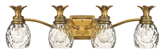 Foto para 100w Bath Plantation MED Clear Optic Burnished Brass Bath Four Light