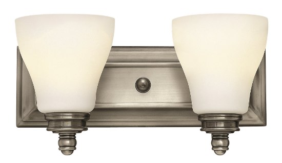 Foto para 100w Bath Claire MED Etched Opal Antique Nickel Bath Two Light