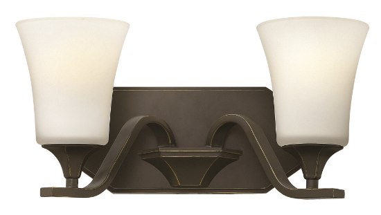 Foto para 100w Bath Brantley MED Etched Opal Olde Bronze Bath Two Light