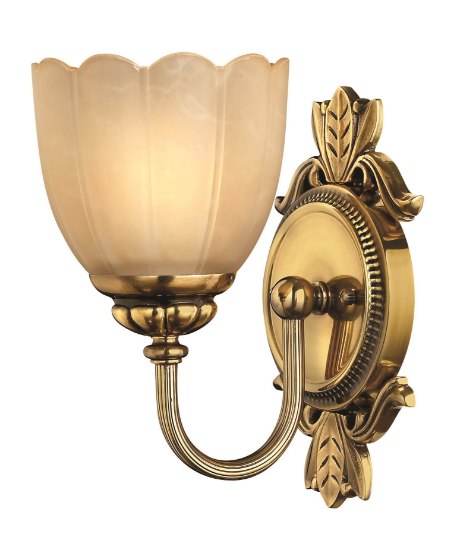 Foto para 100w Bath Isabella MED Marbled Etched Amber Burnished Brass Bath Sconce