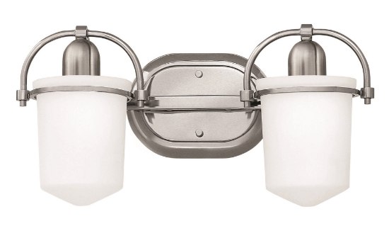 Foto para 117w Bath Clancy INCAN. LED MED Etched Opal Brushed Nickel Bath Two Light