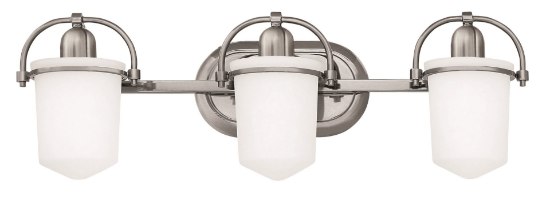 Foto para 117w Bath Clancy INCAN. LED MED Etched Opal Brushed Nickel Bath Three Light