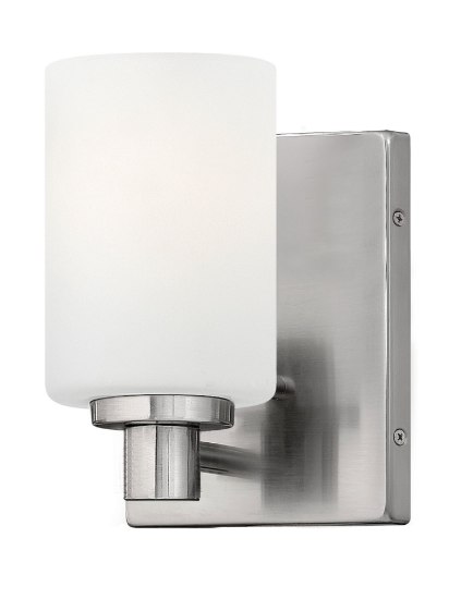 Foto para 100w Bath Karlie MED Etched Opal Brushed Nickel Bath Sconce