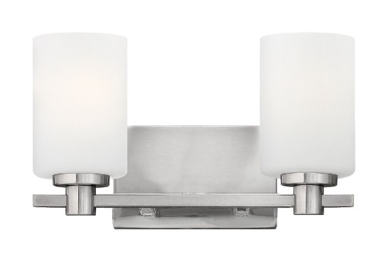 Foto para 100w Bath Karlie MED Etched Opal Brushed Nickel Bath Two Light