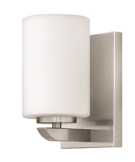 Foto para 117w Bath Kyra INCAN. LED MED Etched Opal Brushed Nickel Bath Sconce