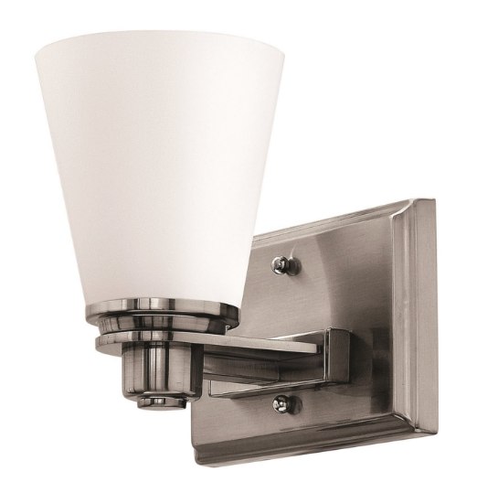 Foto para 100w Bath Avon MED Etched Opal Brushed Nickel Bath Sconce