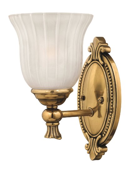 Foto para 100w Bath Francoise MED Frosted Ribbed Burnished Brass Bath Sconce