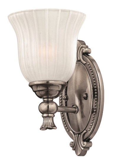 Foto para 100w Bath Francoise MED Frosted Ribbed Polished Antique Nickel Bath Sconce