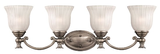 Foto para 100w Bath Francoise MED Frosted Ribbed Polished Antique Nickel Bath Four Light