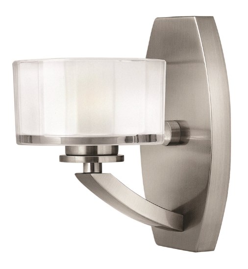 Foto para 60w Bath Meridian G-9 Thick Faceted Clear Inside Etched Brushed Nickel Bath Sconce