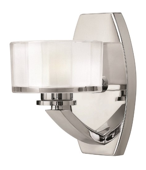 Foto para 60w Bath Meridian G-9 Thick Faceted Clear Inside Etched Chrome Bath Sconce