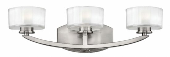 Foto para 4.5w Bath Meridian G9 LED Thick Faceted Clear Inside Etched Brushed Nickel Bath Three Light