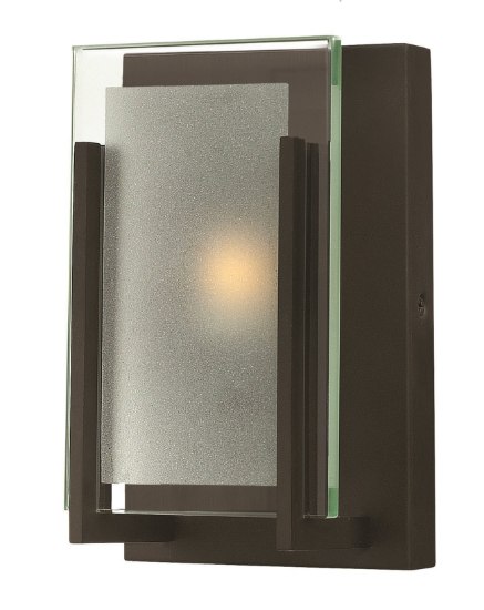 Foto para 60w Bath Latitude G-9 Clear Beveled Inside-Etched Oil Rubbed Bronze Bath Sconce